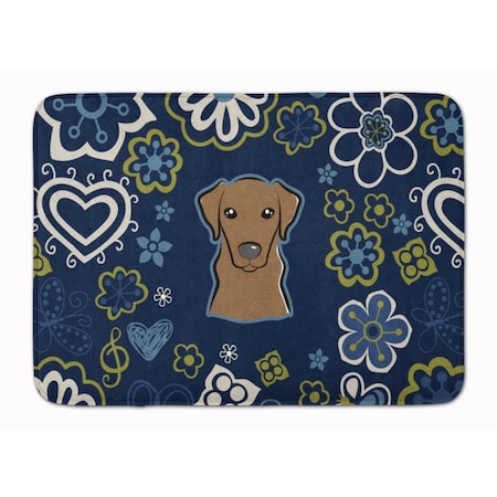 Carolines Treasures Blue Flowers Chocolate Labrador Machine Washable Memory Foam Mat BB5085RUG